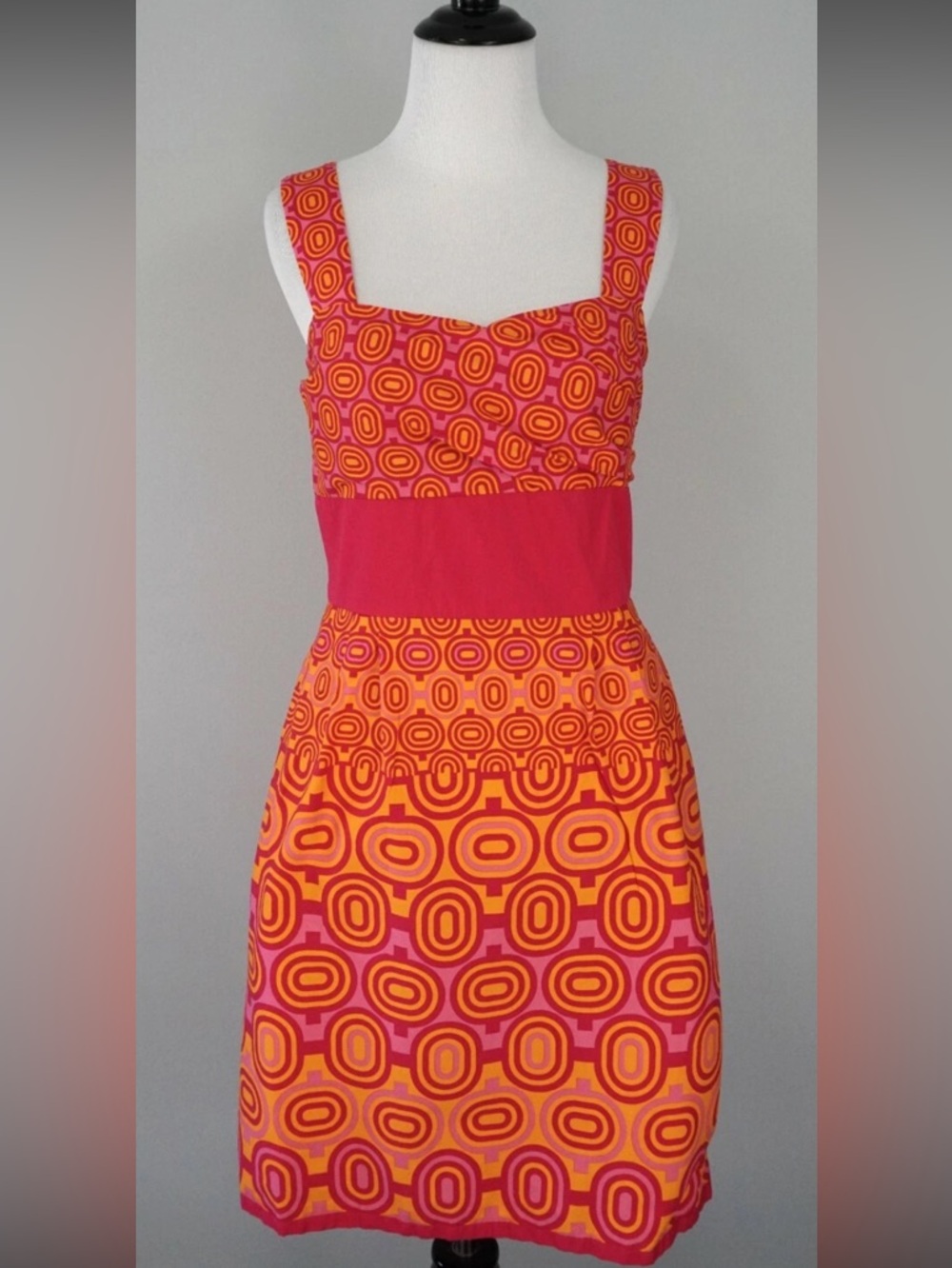 Donna Morgan Orange and Pink fit Geometric Mini Dress